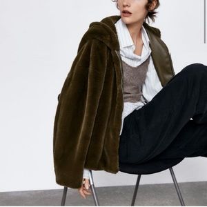 ZARA Faux Fur Hooded Jacket